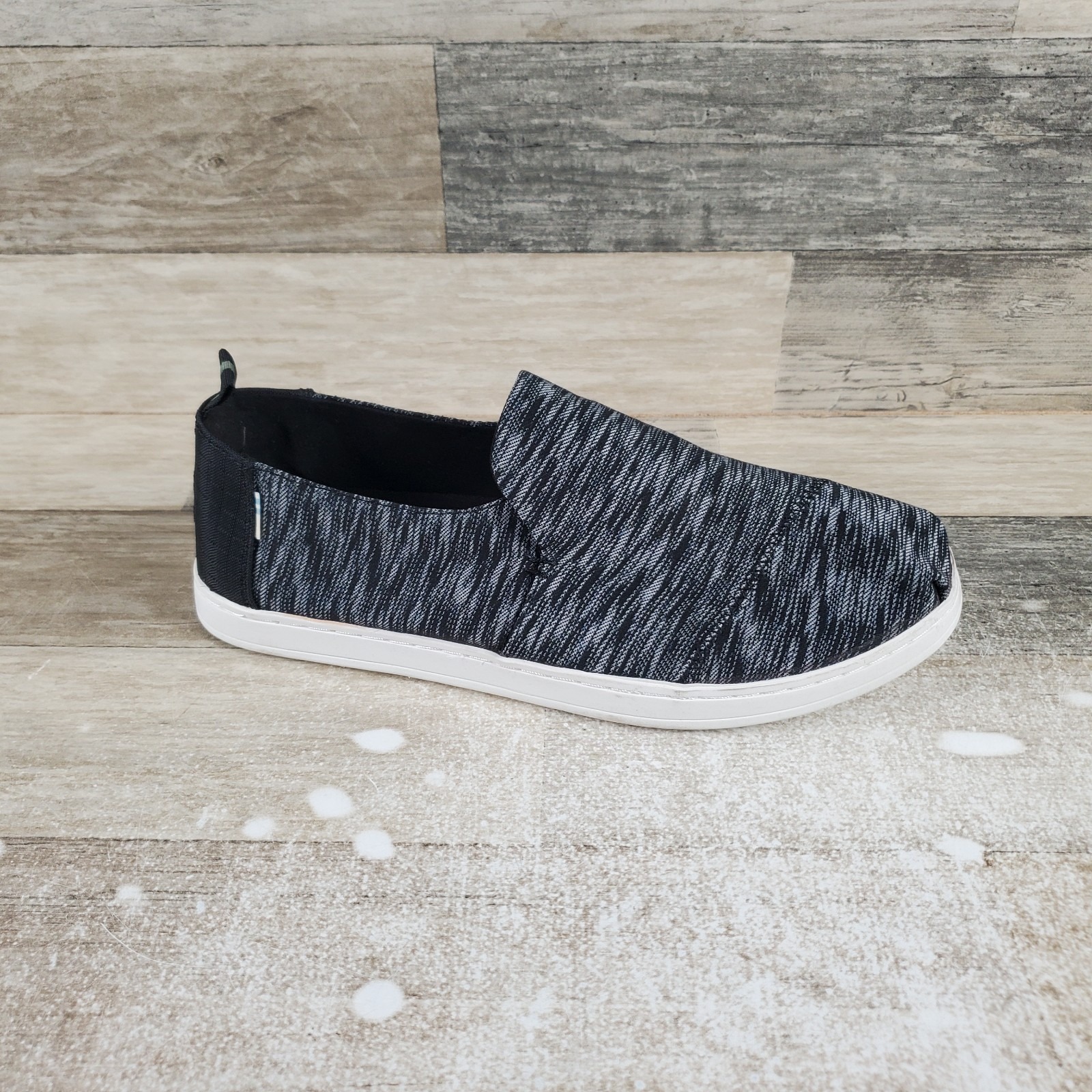 Toms Deconstructed Alpargata Mens Shoes Sz 8 Black White Noise Jersey Sneakers